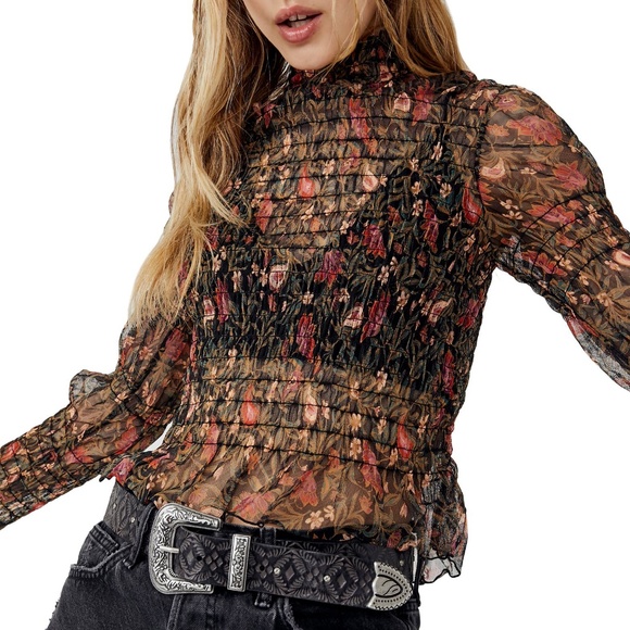 Free People Tops - Free People - Hello There Smocked Crop Top (NWT | Women's Size S | Sheer)